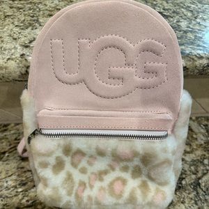 UGG pink suede mini cheetah print backpack purse